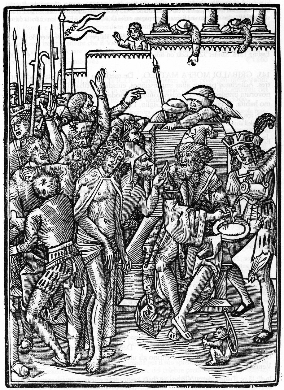 Kristus před Pilátem Pontským (Pontius Pilatius). Xylografie Urse Grafa z roku 1514. Soukromá sbírka. Milán. od Urs  Graf