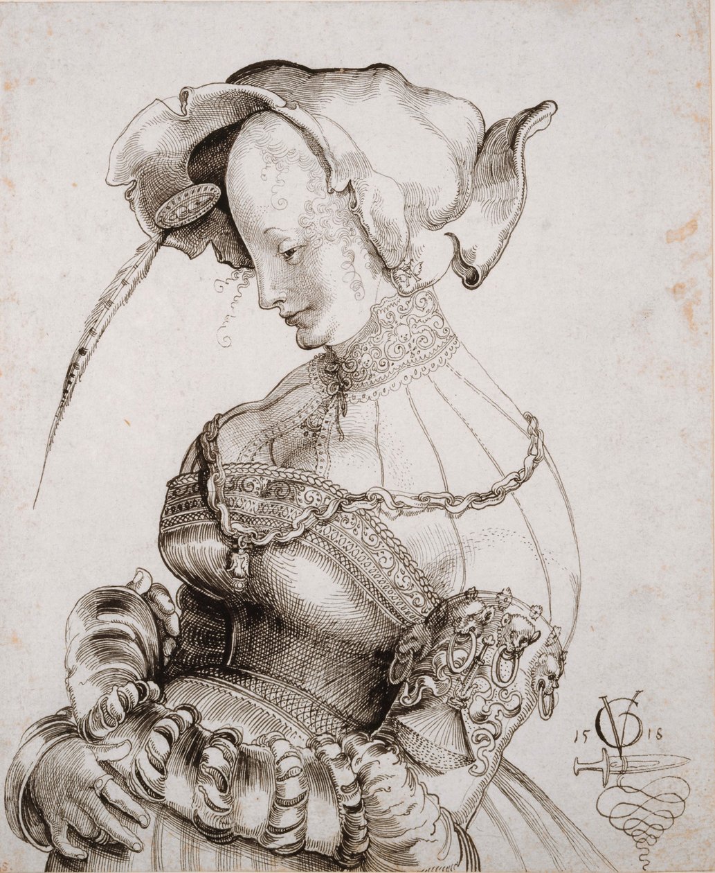 Prostitutka v poloviční postavě, 1518. od Urs Graf