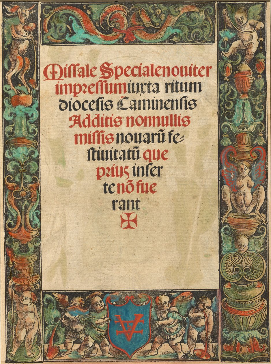 Titulní strana pro misál, s okrajem Satyr a Putti [verso], c. 1511. od Urs Graf