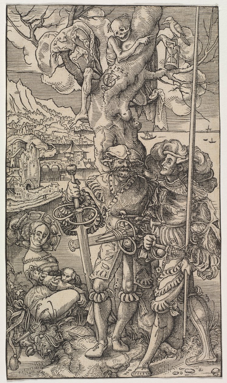 Žoldáci a žena se smrtí na stromě, 1524. od Urs I Graf