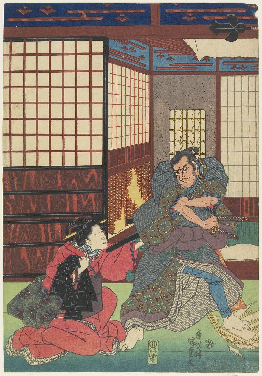 (Scéna z neznámé hry), 1830-1844 od Utagawa Kunisada