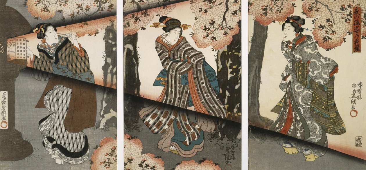 Noční scéna s dívkami a lampióny od Utagawa Kunisada