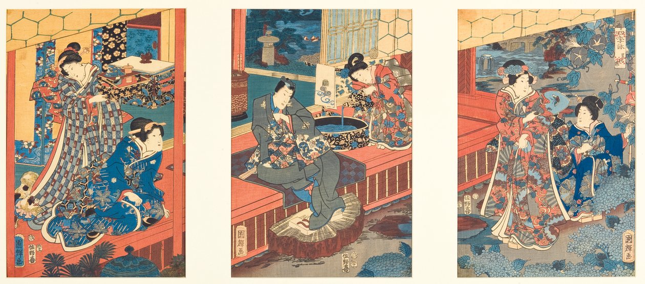 Radost z léta (Natsu o tanoshimi), 1853 (dřevoryt) od Utagawa Kuniteru