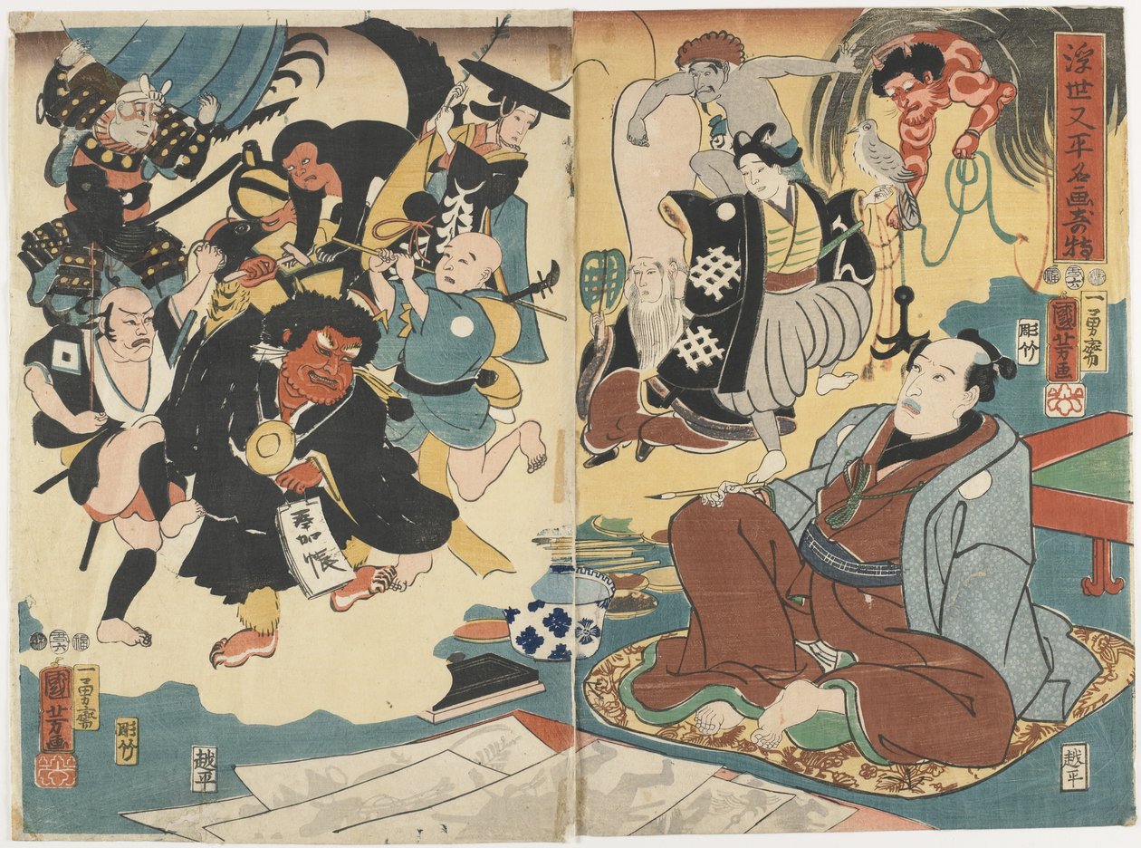 Zázrak slavných obrazů od Ukiyo Matahei, červen 1853 od Utagawa Kuniyoshi