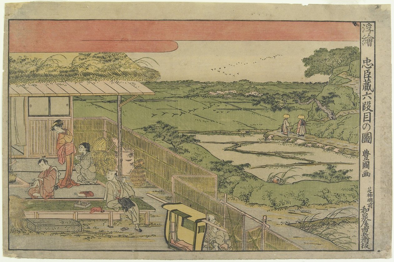 Perspektivní tisk: Scéna ze 6. aktu ze sedmačtyřiceti Roninů od Utagawa Toyokuni