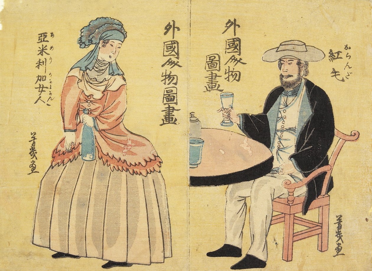 Holanďanka (vpravo), Američanka (vlevo) od Utagawa Yoshiiku