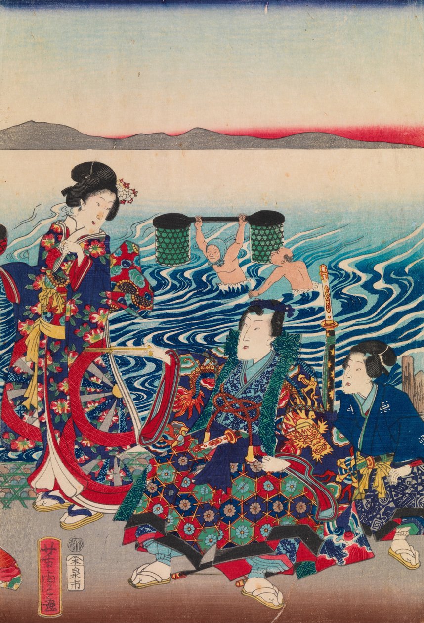 Genji Překračující řeku Oi od Utagawa Yoshitora