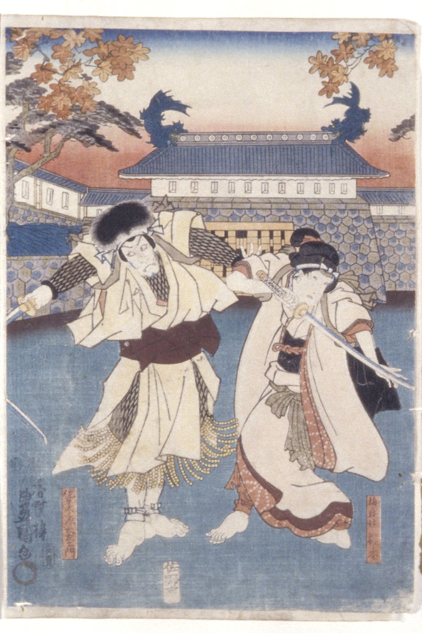 Pomsta v Uguisuzuce (barevný dřevoryt) od Utagawa (1786 1865) Kunisada