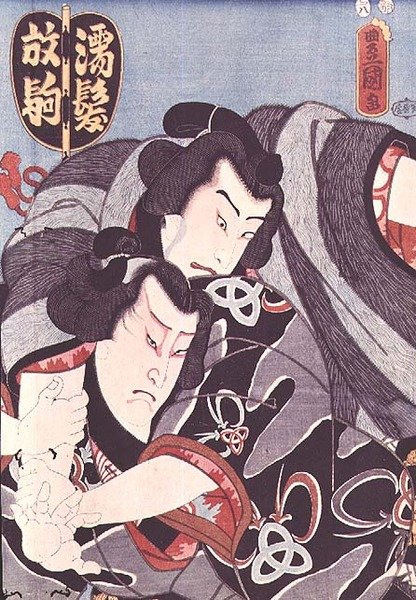 Dvě postavy ze hry Kabuki od Utagawa Kunisada