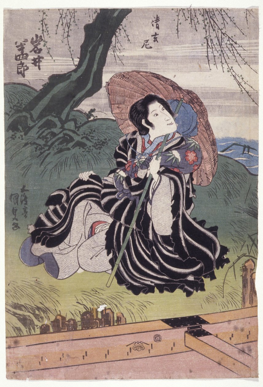 Iwai Hanshir? V roli jeptišky Seigen (barevný dřevořez) od Utagawa (1786 1865) Kunisada
