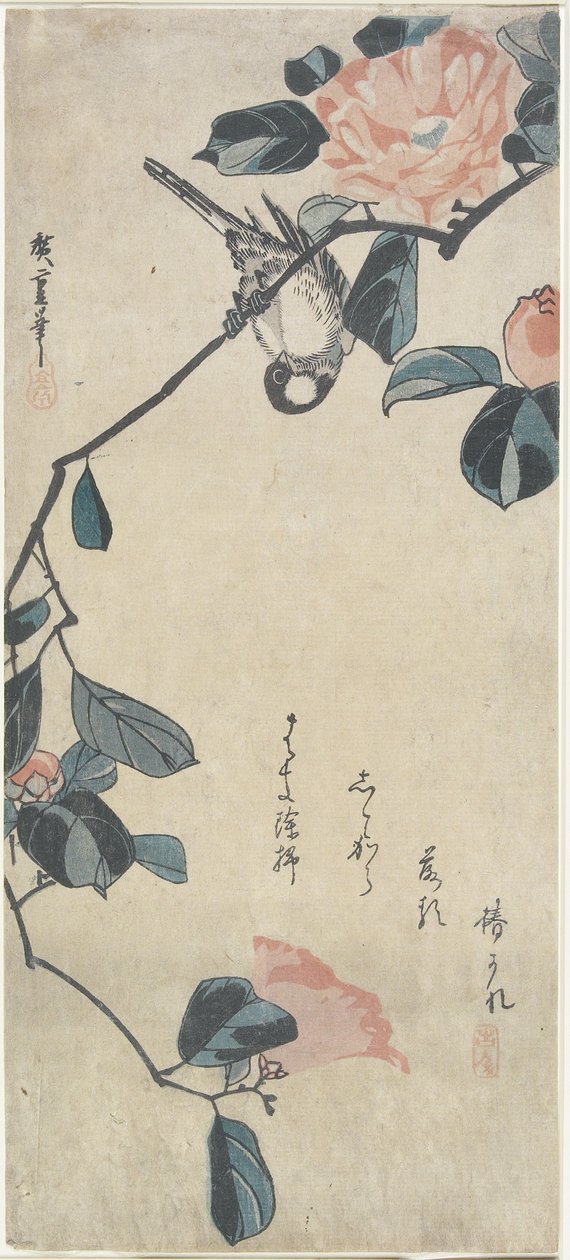 (Pták na kamélii), počátek 19. století od Utagawa Hiroshige