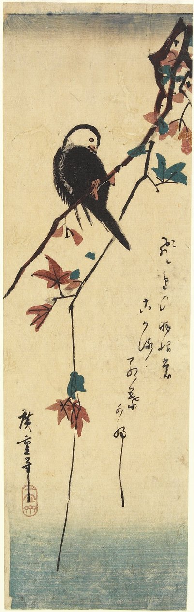 (Pták na javorové větvi), 1830-1858 od Utagawa Hiroshige