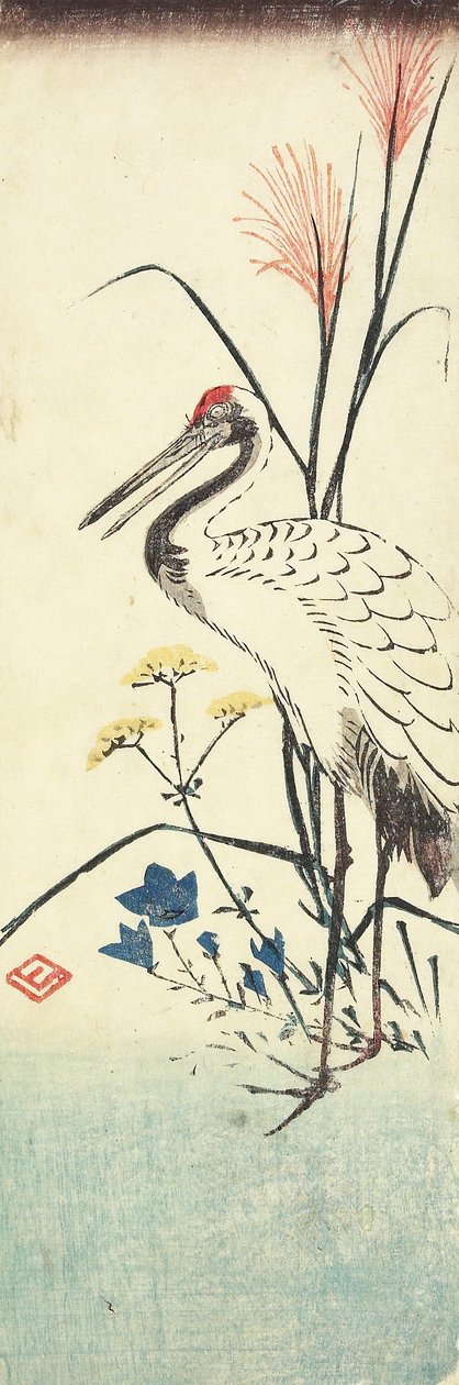 (Pampas Grass, Patrinia, čínský zvonek a jeřáb), 1830-1858 od Utagawa Hiroshige