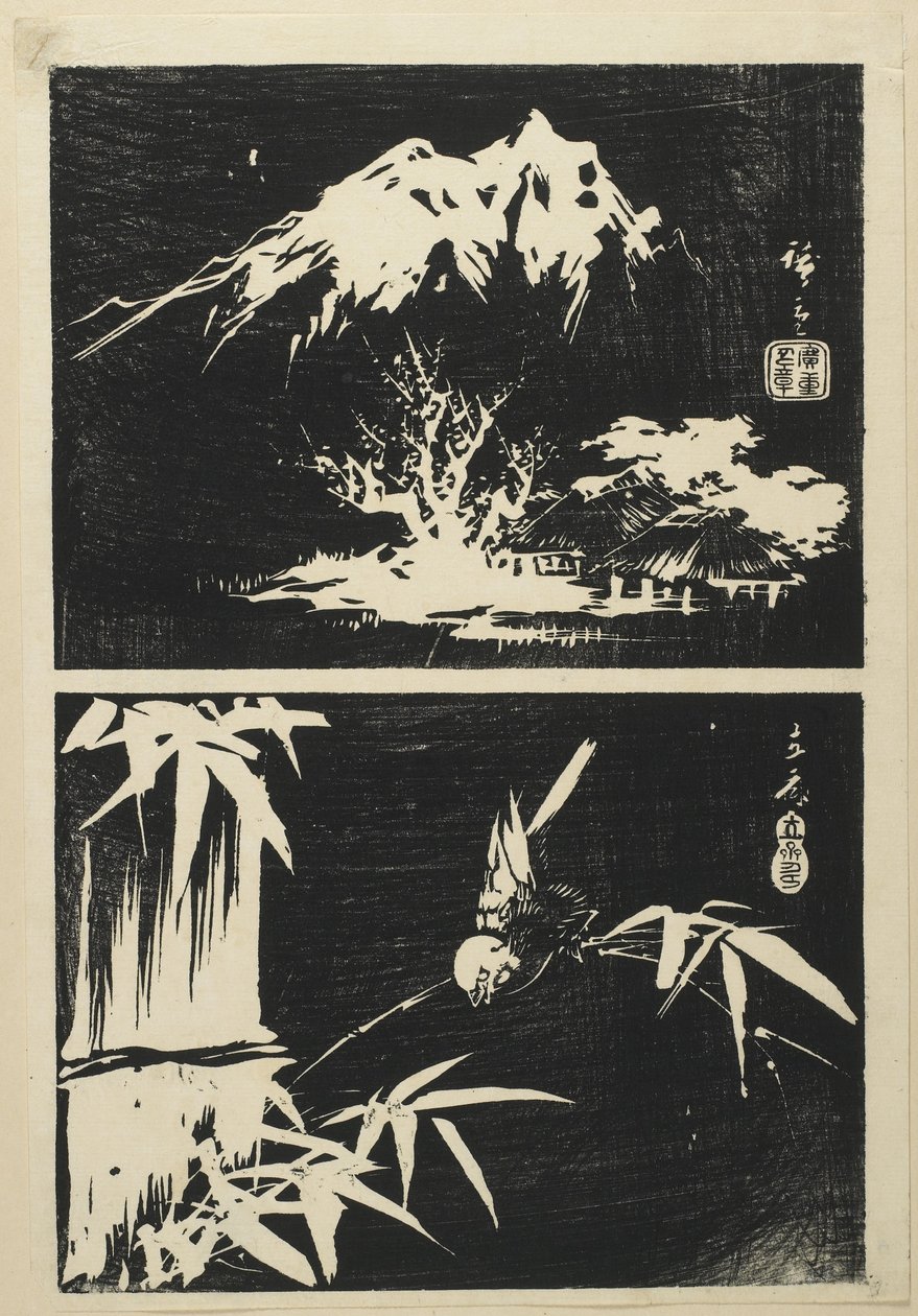 (Dva obrazy litografie), polovina 19. století od Utagawa Hiroshige