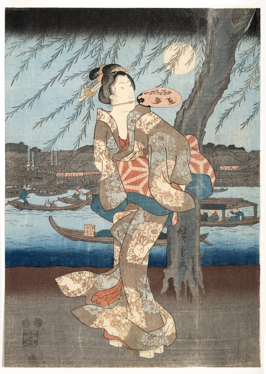 A Cool Summer Evening at Rjogoku, 1848-51 (woodblock) od Utagawa Hiroshige