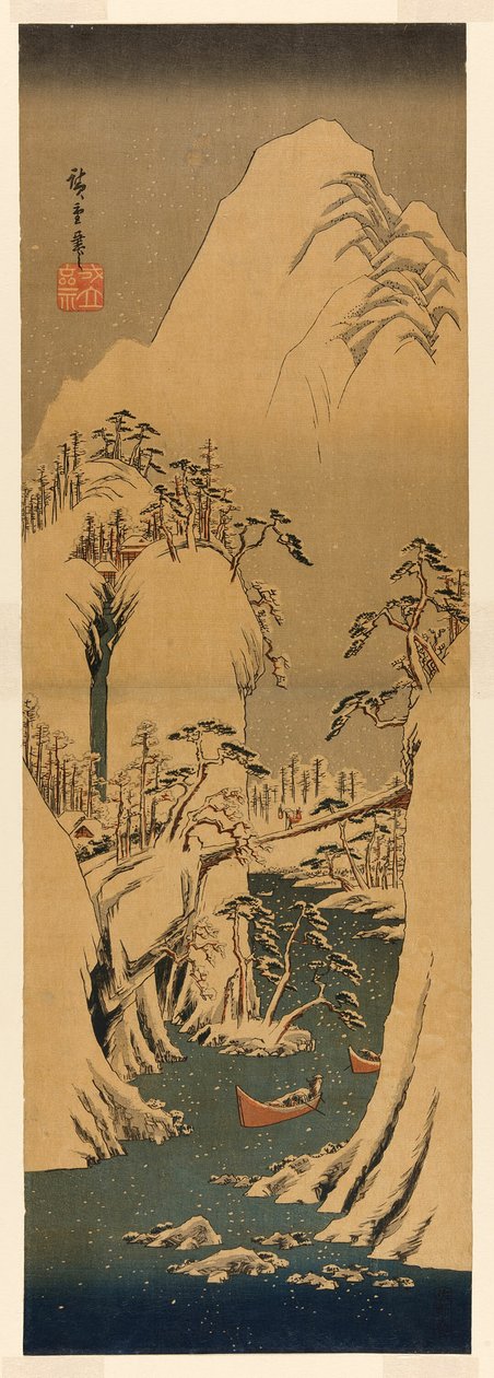 Zasněžená soutěska na řece Fuji od Utagawa Hiroshige