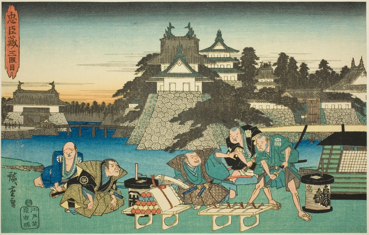 Akt 3 (Sandanme), ze série "Pomsta věrných zadržovatelů (Chushingura)" od Utagawa Hiroshige
