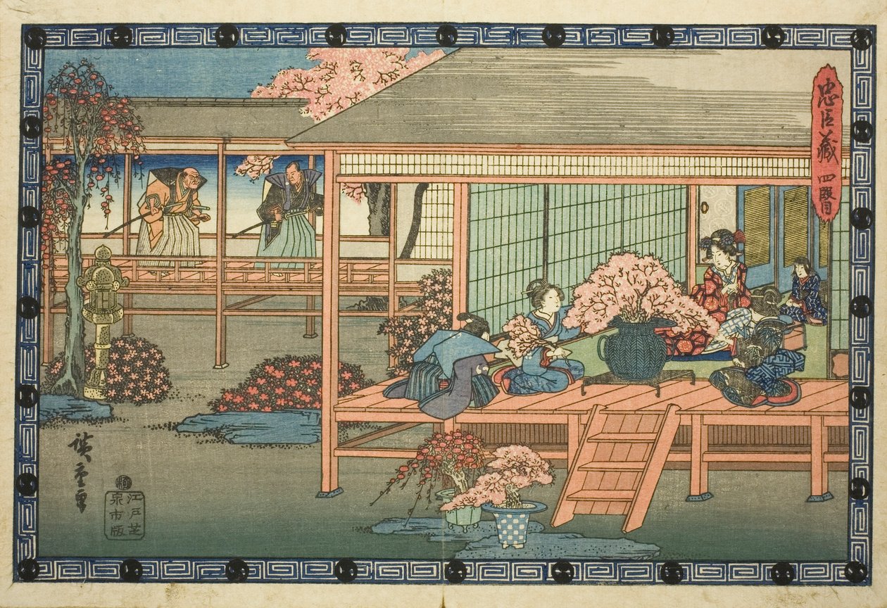 Akt 4 (Yondanme), ze série "Pomsta věrných zadržovatelů (Chushingura)" od Utagawa Hiroshige