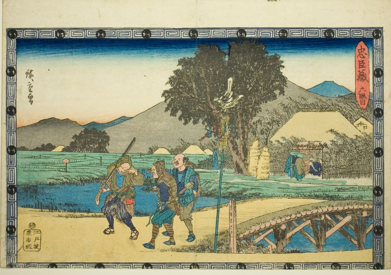Akt 6 (Rokudanme), ze série "Pomsta věrných zadržovatelů (Chushingura)" od Utagawa Hiroshige