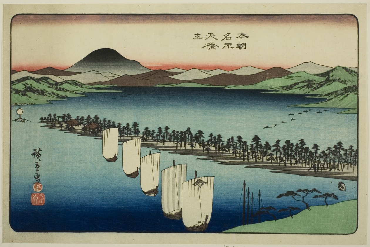 Amanohashidate, ze série "Slavná místa Japonska (Honcho meisho)" od Utagawa Hiroshige