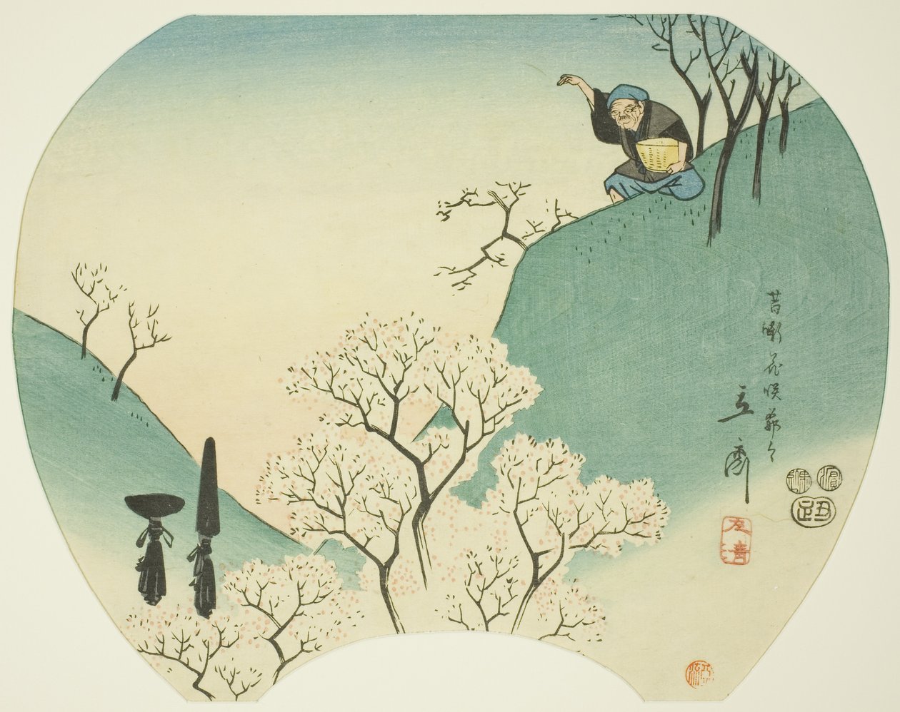 Starověký příběh starého muže, který nechal rozkvést stromy od Utagawa Hiroshige