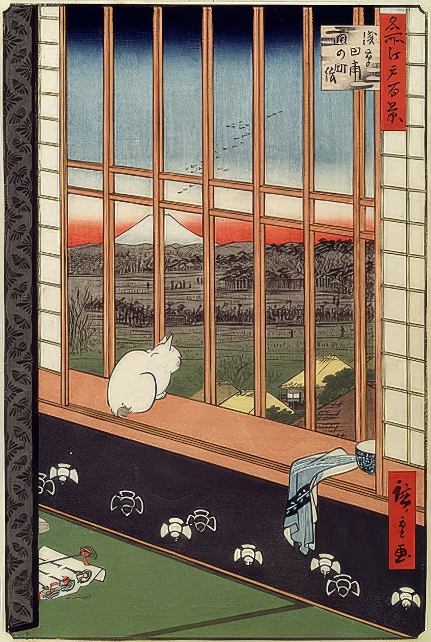 Rýžová pole Asakusa a festival Torinomachi. Ze série: 100 slavných pohledů na Edo. 1861 od Utagawa Hiroshige