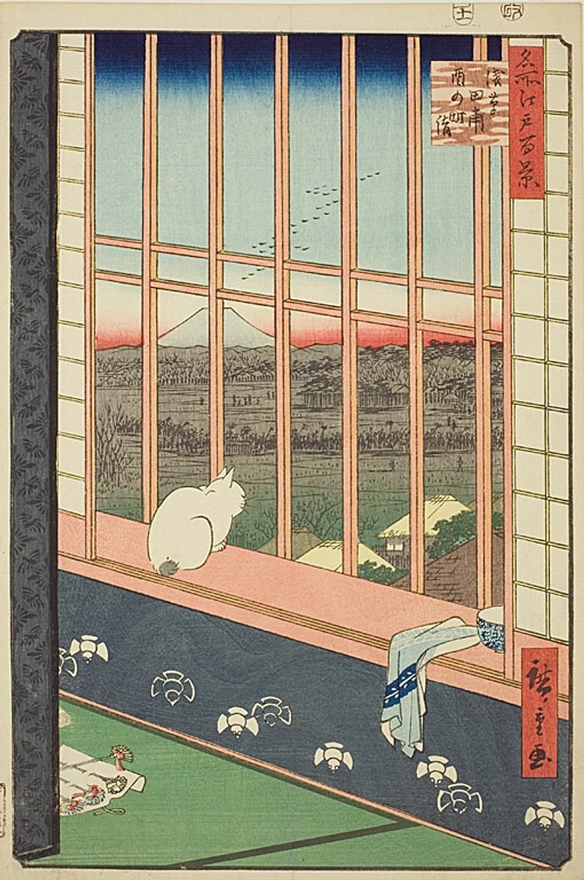 Asakusa Rice Fields and Torinomachi Festival (Asakusa tanbo Torinomachi mode), č. 101 ze série "Sto slavných pohledů na Edo (Meisho Edo hyakkei)". od Utagawa Hiroshige