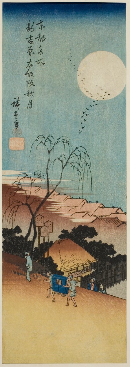 Podzimní měsíc v New Yoshiwara v Emonzace (Shin Yoshiwara Emonzaka shugetsu), ze série "Slavné pohledy na východní hlavní město (Toto meisho)" od Utagawa Hiroshige
