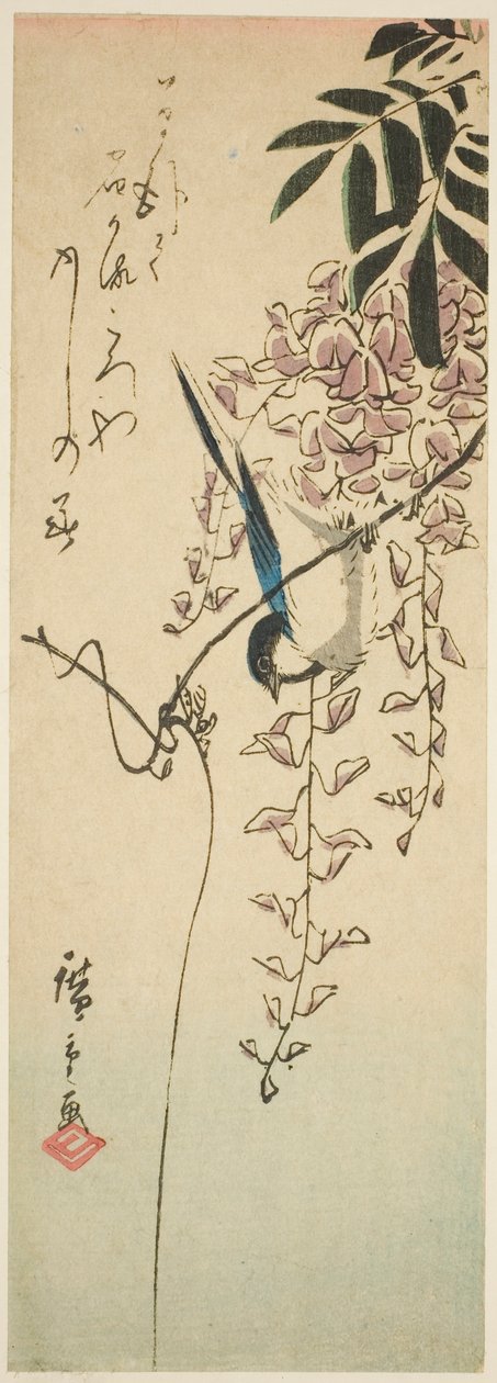 Pták na vistárii od Utagawa Hiroshige