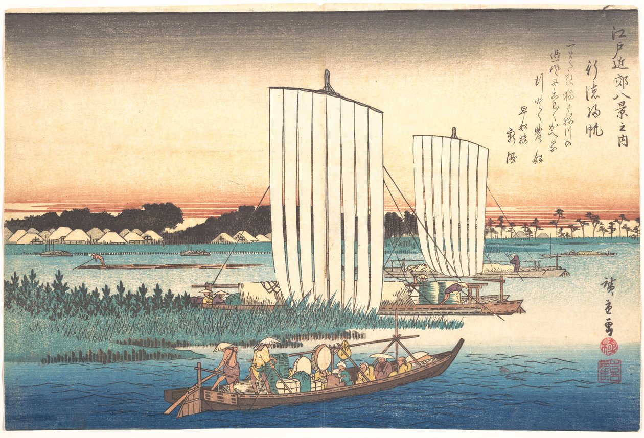 Lodě vracející se do Gyotoku od Utagawa Hiroshige