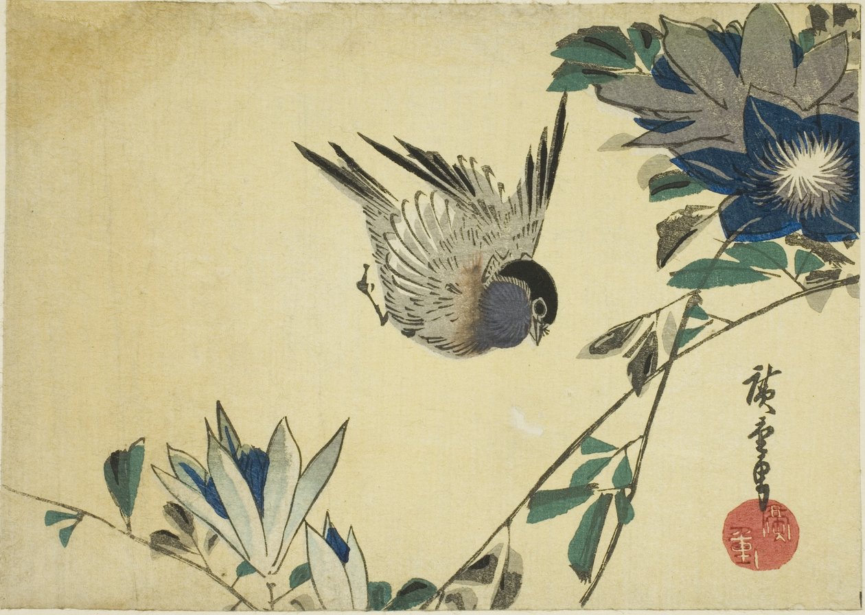 Hýl a plamének od Utagawa Hiroshige