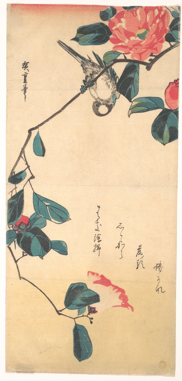 Kamelie und Gimpel od Utagawa Hiroshige