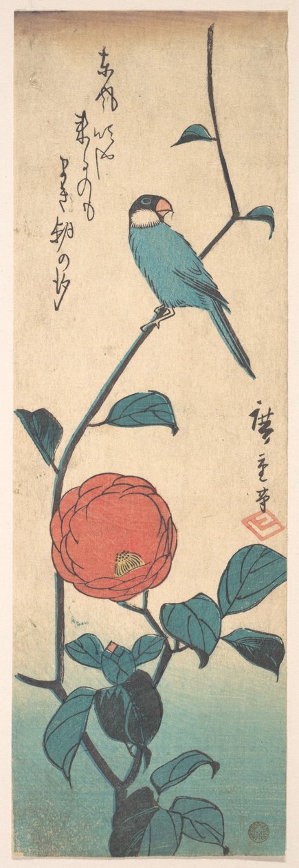 Kamélie a pěnkava od Utagawa Hiroshige
