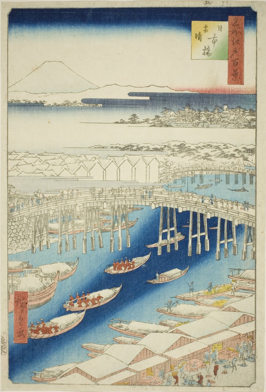 C ware er af r Sw at Japan B reason (Nihonbashi snow clear), ze série „Hřeben pro hřebeny“ 100 zobrazení)“ od Utagawa Hiroshige