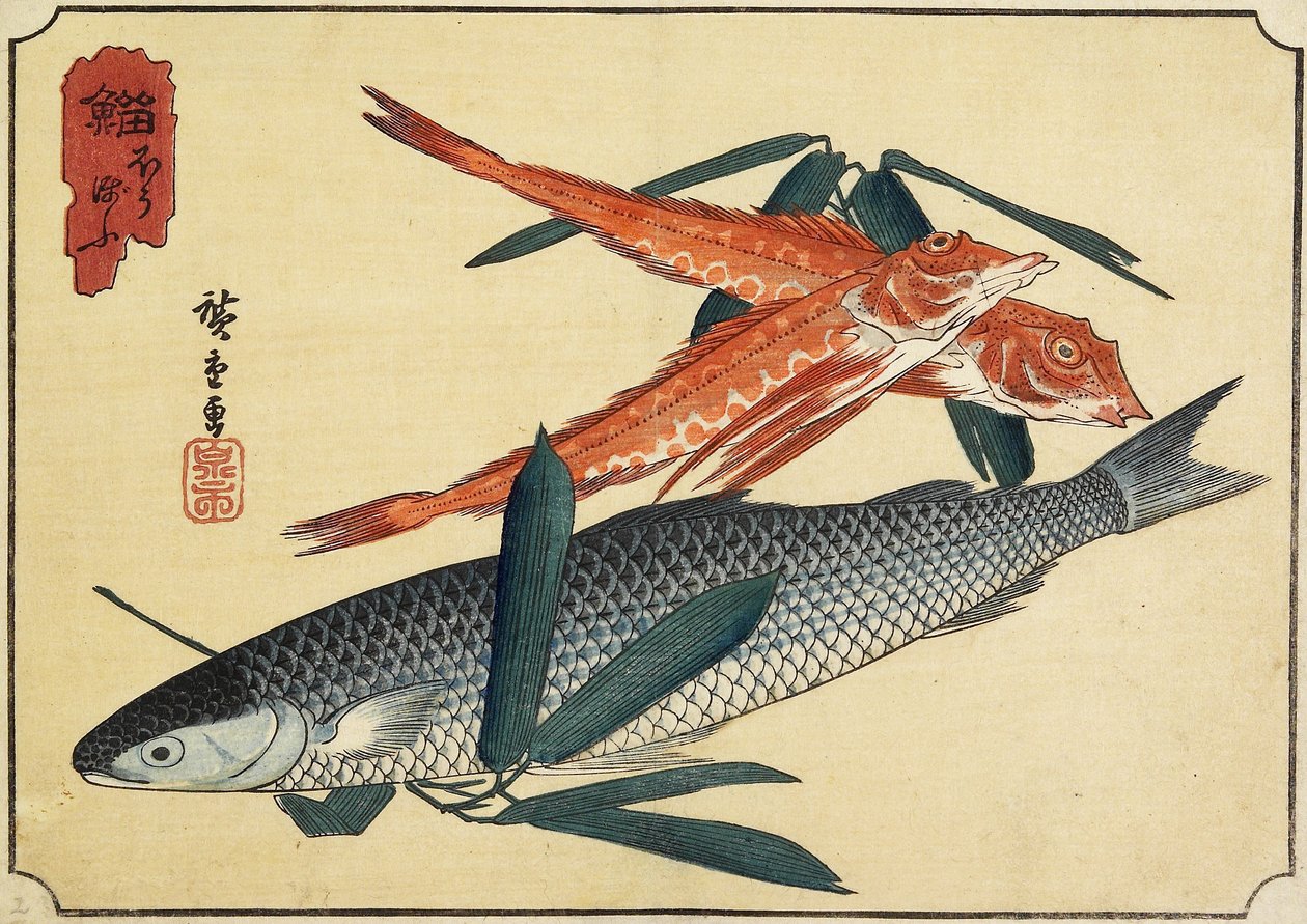 Treska a Gurnard, počátek 19. století od Utagawa Hiroshige
