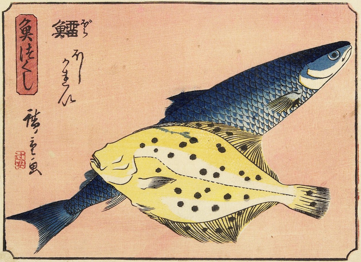 Treska a halibut, 1830-1844 od Utagawa Hiroshige