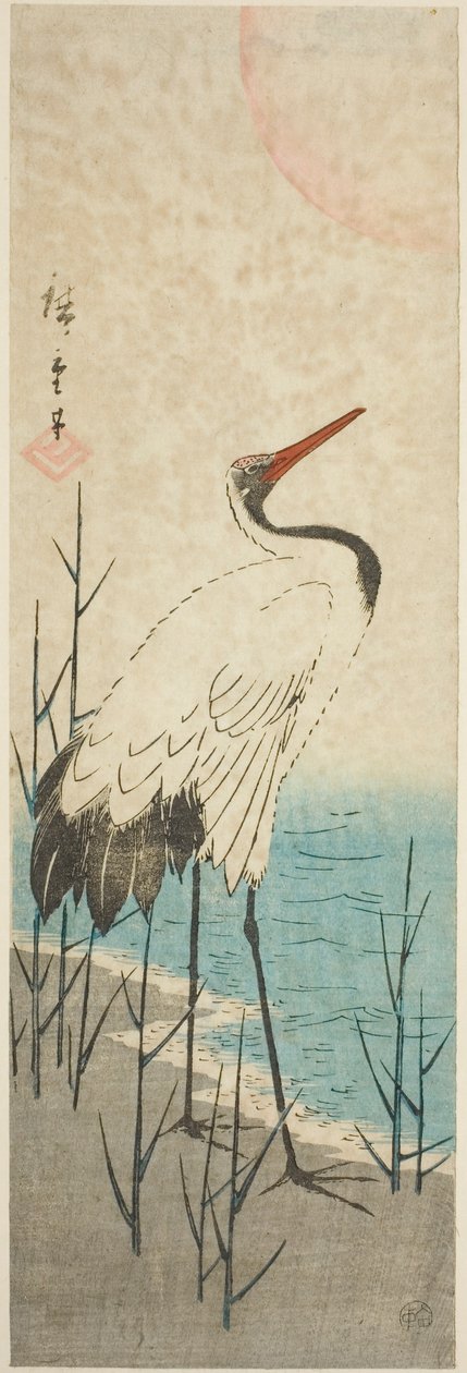 Jeřáb a slunce od Utagawa Hiroshige