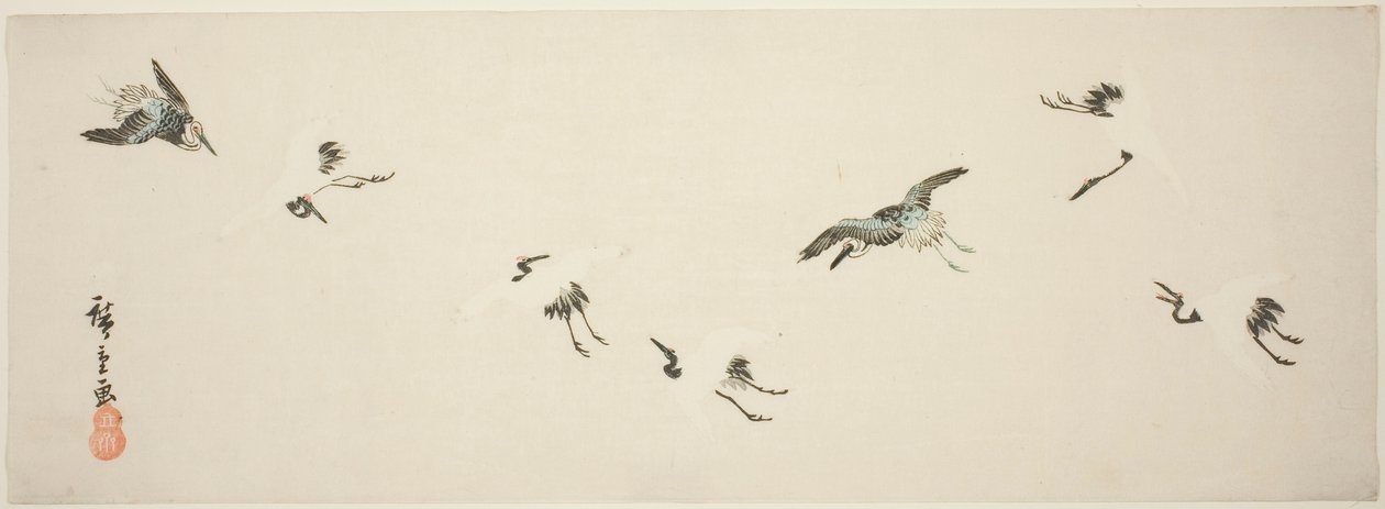 Jeřáby v letu od Utagawa Hiroshige
