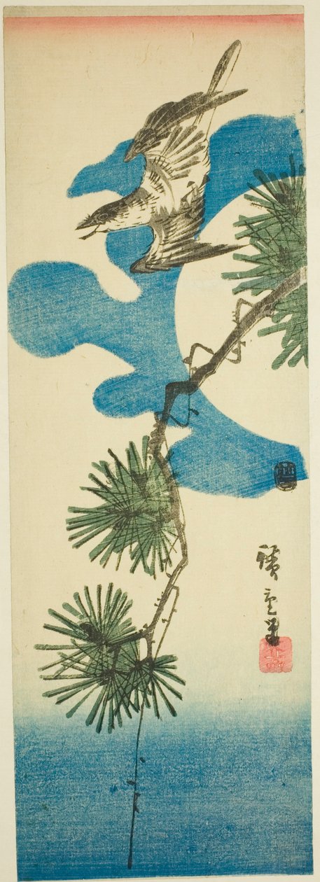 Kukačka, Pine Brach a úplněk od Utagawa Hiroshige