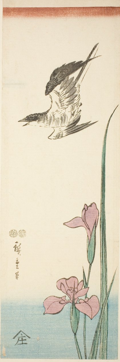 Kukačka a kosatec od Utagawa Hiroshige