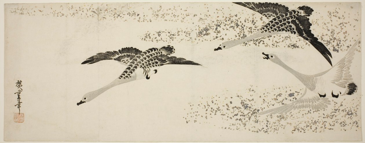 Sestupné husy od Utagawa Hiroshige