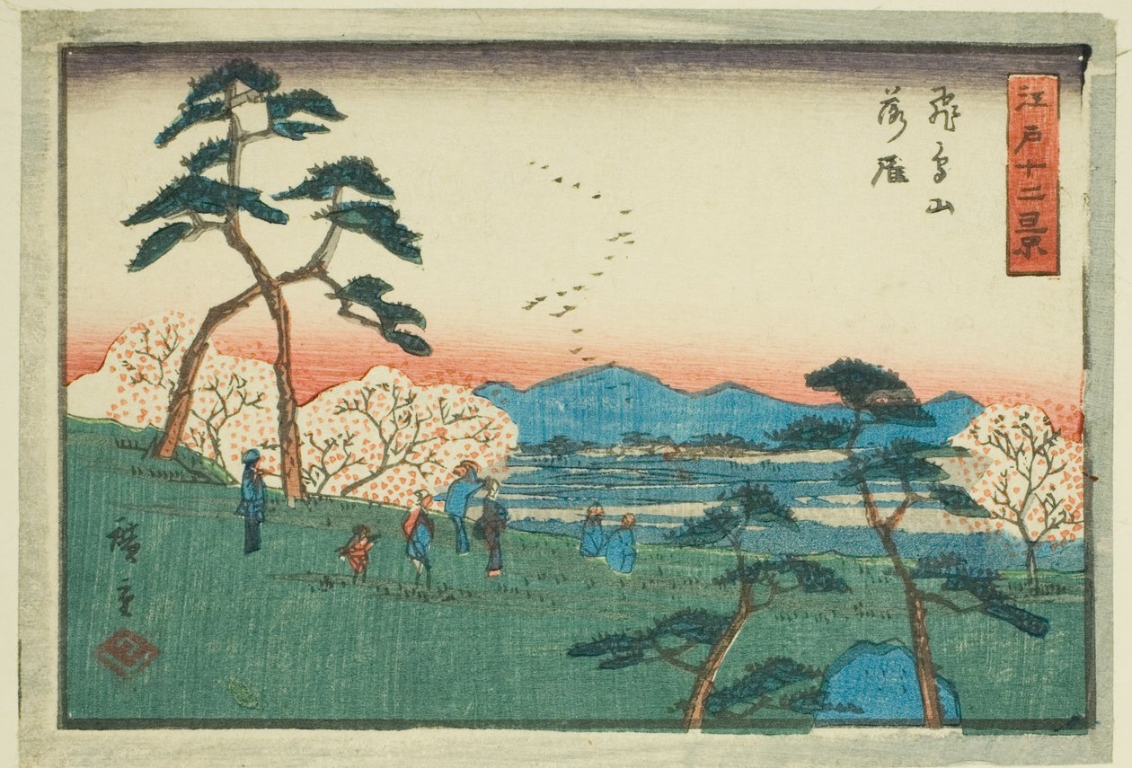 Před přední linií, v Asuka táhnou (Asukayama rakugan), ze série s ``Tel ve ws of Edo (Edo tree-like)