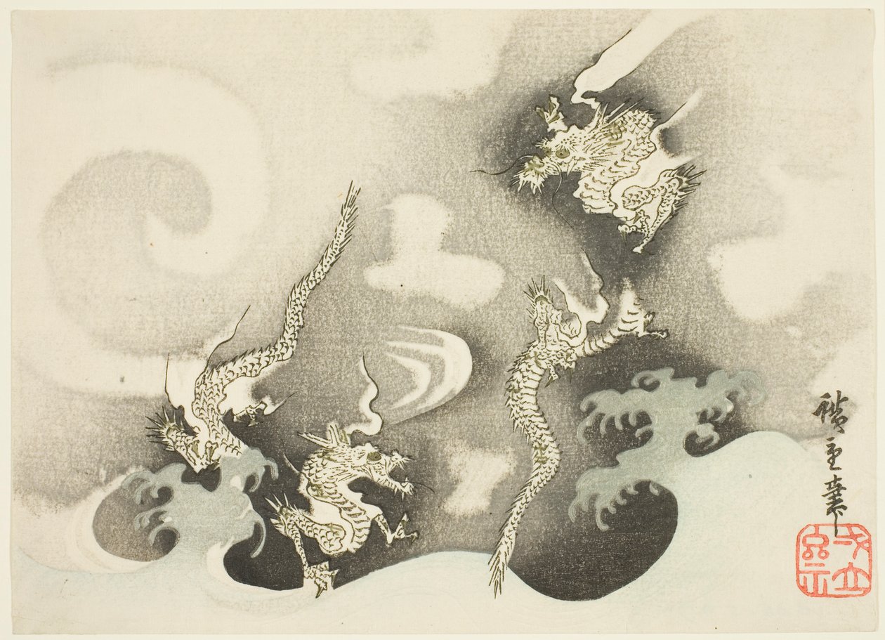 Draci mezi mraky od Utagawa Hiroshige