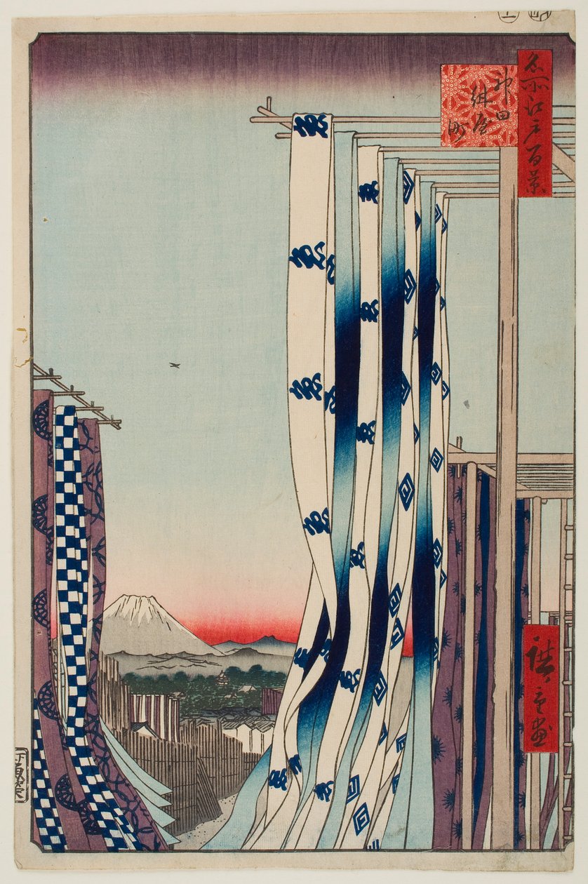 Ulice Dyer’s Street v Kanda, ze série „Sto slavných pohledů na Edo“ od Utagawa Hiroshige