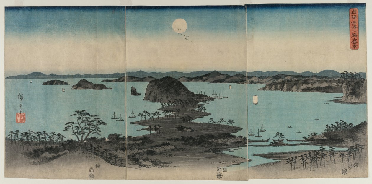 Osm pohledů na Kanazawa v noci od Utagawa Hiroshige