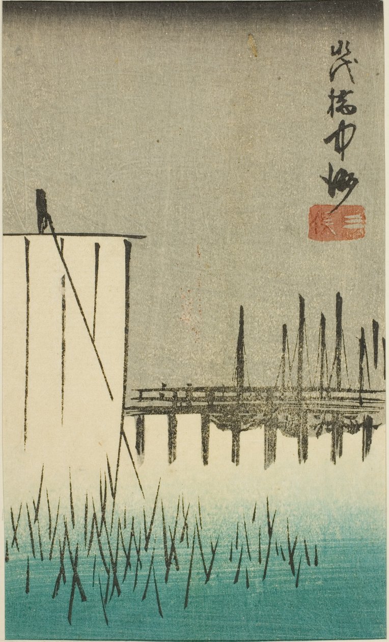 Most Eitai, Nakasu a Mitsumata Harimaze Koto Meisho“ od Utagawa Hiroshige