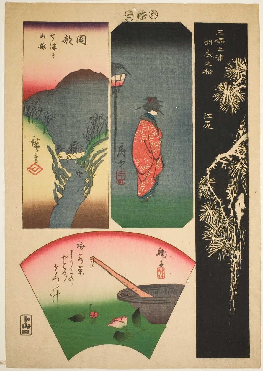 Ejiri, Fuchu, Mariko a Okabe, ne. 6 ze série "Obrázky padesáti tří stanic Tokaida (Tokaido gojusan tsugi zue)" od Utagawa Hiroshige