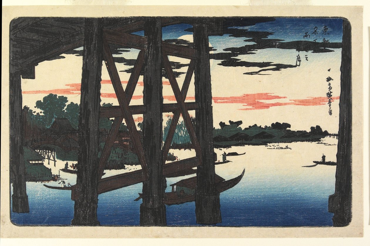 Večerní měsíc u mostu Ryōgoku od Utagawa Hiroshige