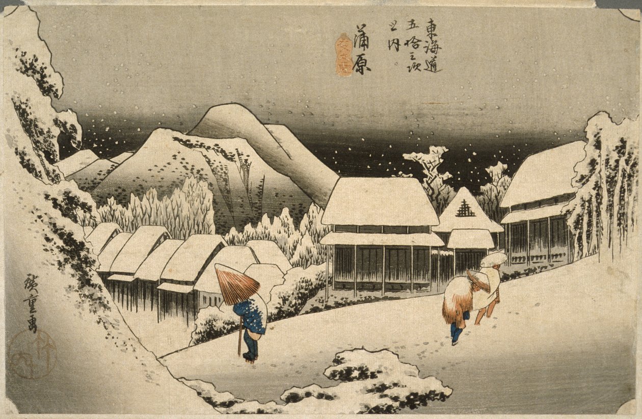 Večerní sníh v Kanbara od Utagawa Hiroshige