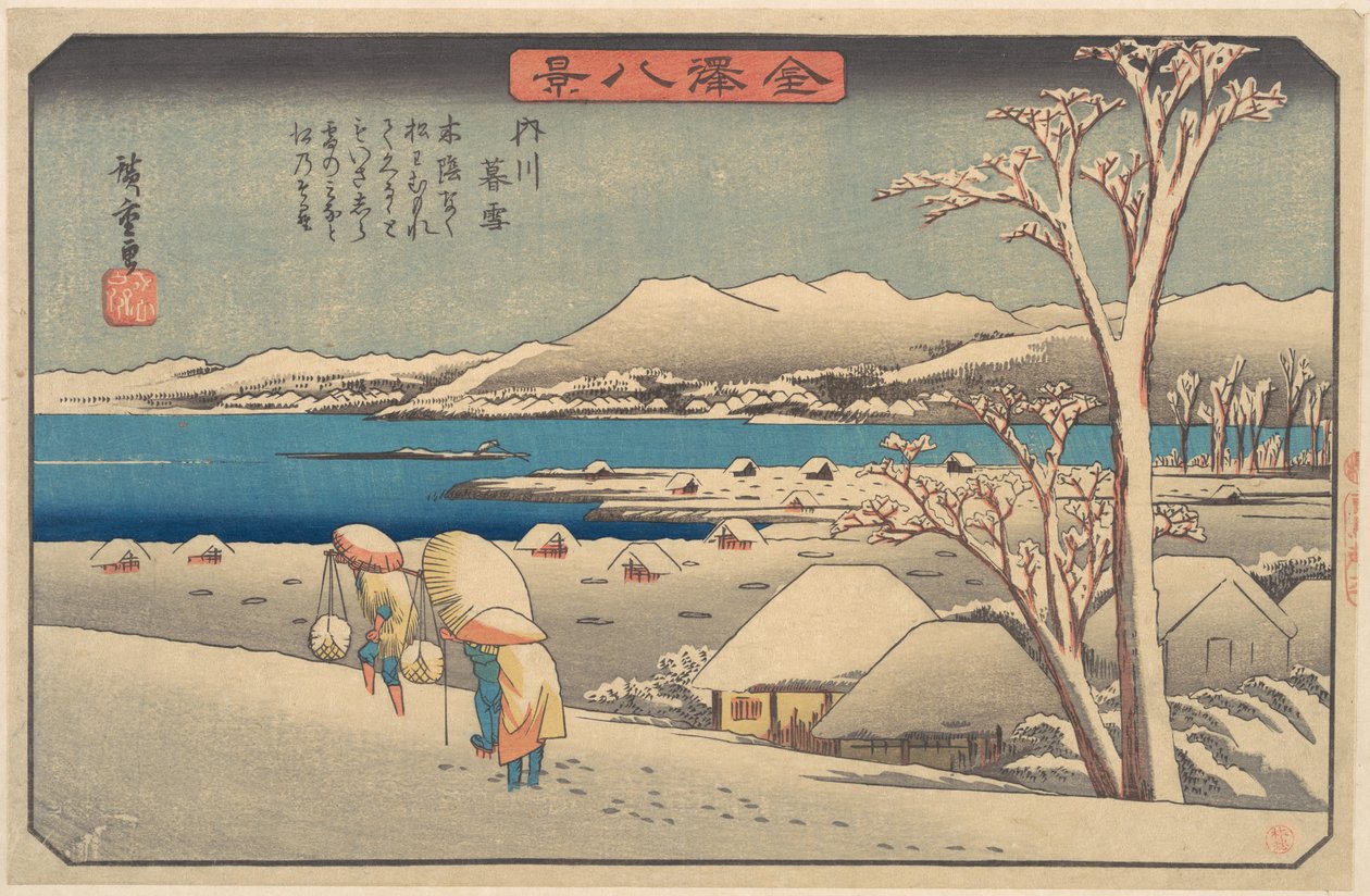 Večerní sníh u Uchikawy od Utagawa Hiroshige